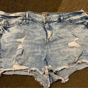 Torrid Light Blue Ripped Jean Shorts